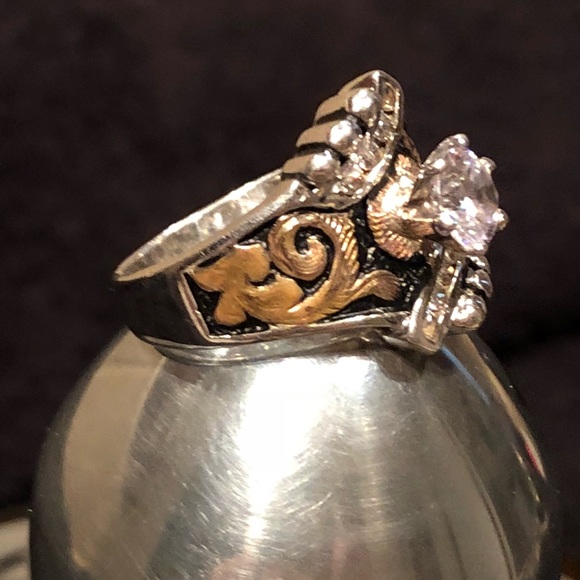 💥New Gorgeous Bob Berg Stamped CZ .925 & 10K Ring - Picture 5 of 8